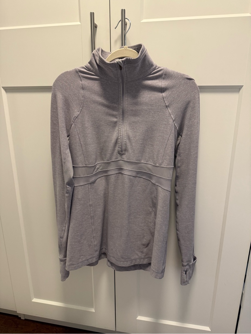 lululemon athletica Light Gray V-Neck Half-Zip Sweater